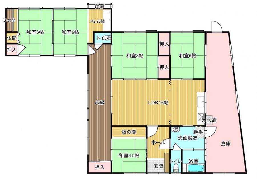 黒石北２丁目　平家の間取図